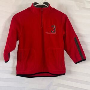 Old Navy Boy's Small Red Black Fleece Henley Pullover Sweatshirt